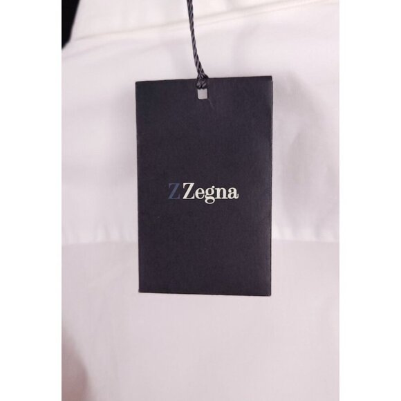 Z Zegna Cotton Tuxedo Shirt 39 15.5 Reg Fit Mens White Dress Formal $460 - Picture 8 of 13